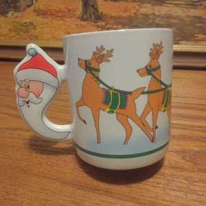 Vtg 80s 🔥 🦌 🎄 Coffee Mug ☕ 💕 Love Mug Santa Claus Reindeer Christmas Rare 💎